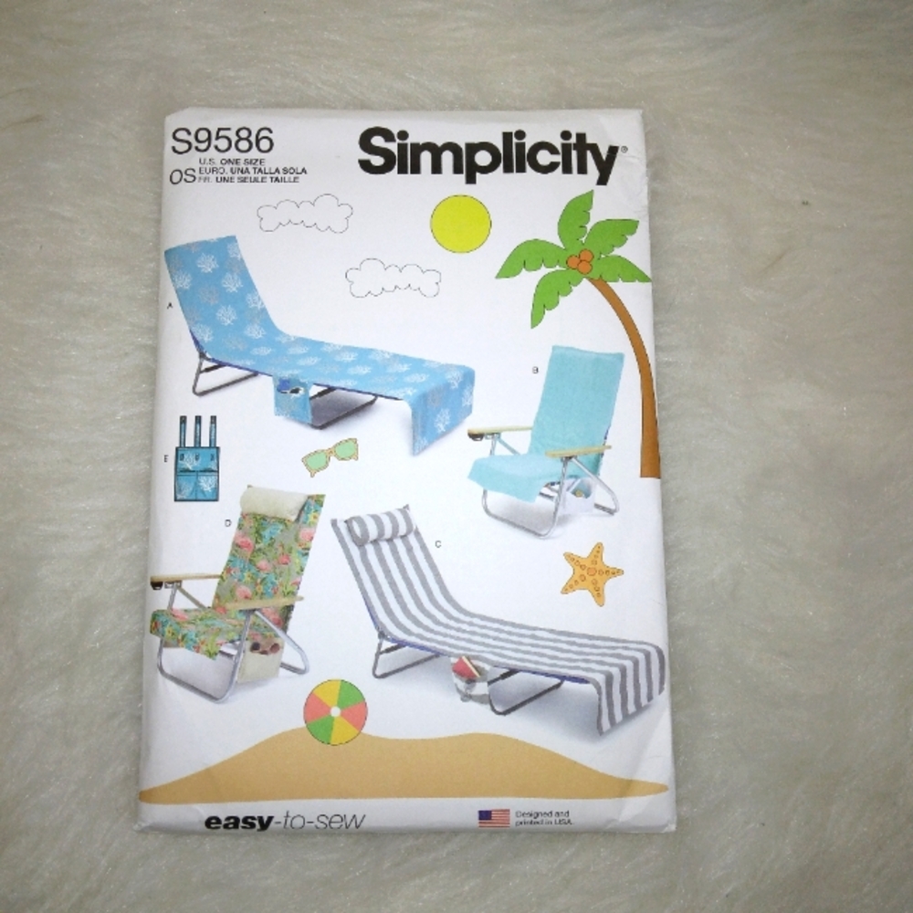 SIMPLICITY S9586 VERY EASY to Sew Lounge & Beach Chair Covers hanging organizer